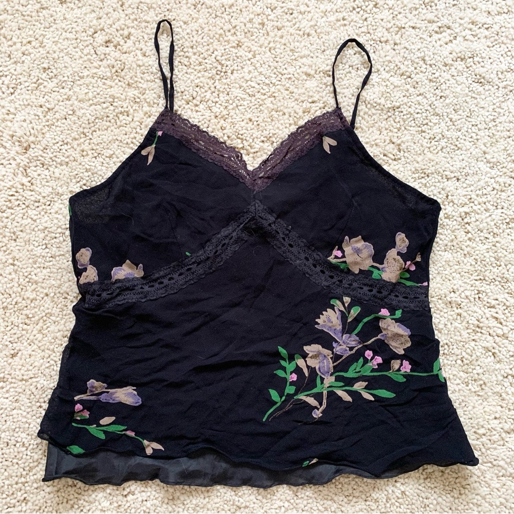 Sold               Vintage Black Floral Tank Top